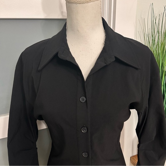 Zara Black Button-Up Midi Shirt Dress SZ Medium Goth Steampunk NWT - Picture 3 of 10